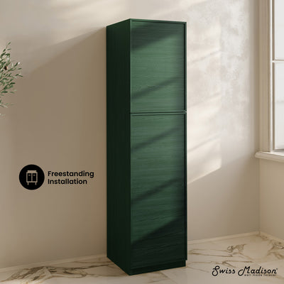 St. Tropez 15 x 15 x 60 Freestanding Linen Cabinet in Green Oak