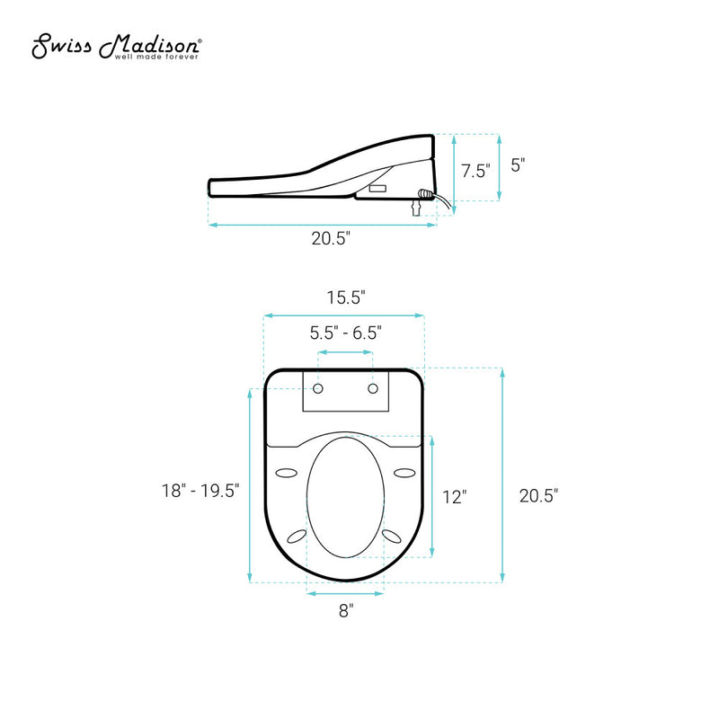 St. Tropez One-Piece Elongated Toilet Vortex Dual-Flush 1.1/1.6 gpf with Smart Seat Bidet
