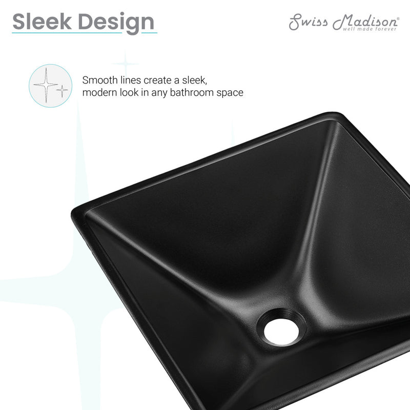 Claire 15.5" Glass Vessel Sink, Black