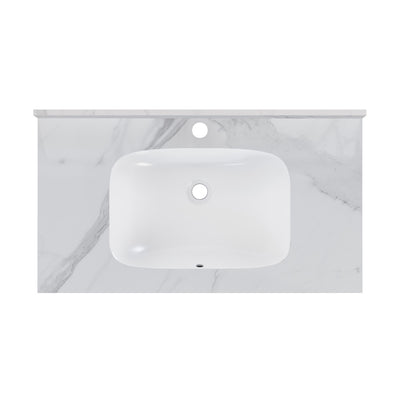 Avancer 36'' Wall Mount Sink In White Marble