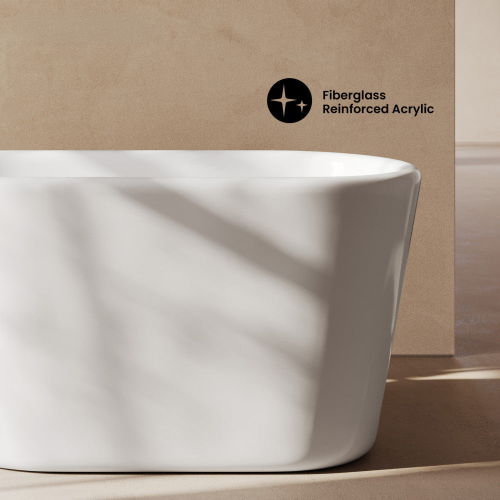 Nanterre 51" Japanese Soaking Freestanding Bathtub in Glossy White, Drain Included