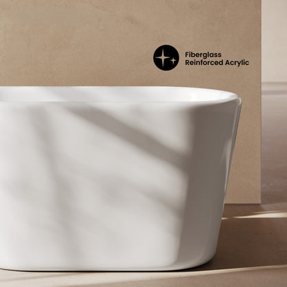 Nanterre 51" Japanese Soaking Freestanding Bathtub in Glossy White, Drain Included