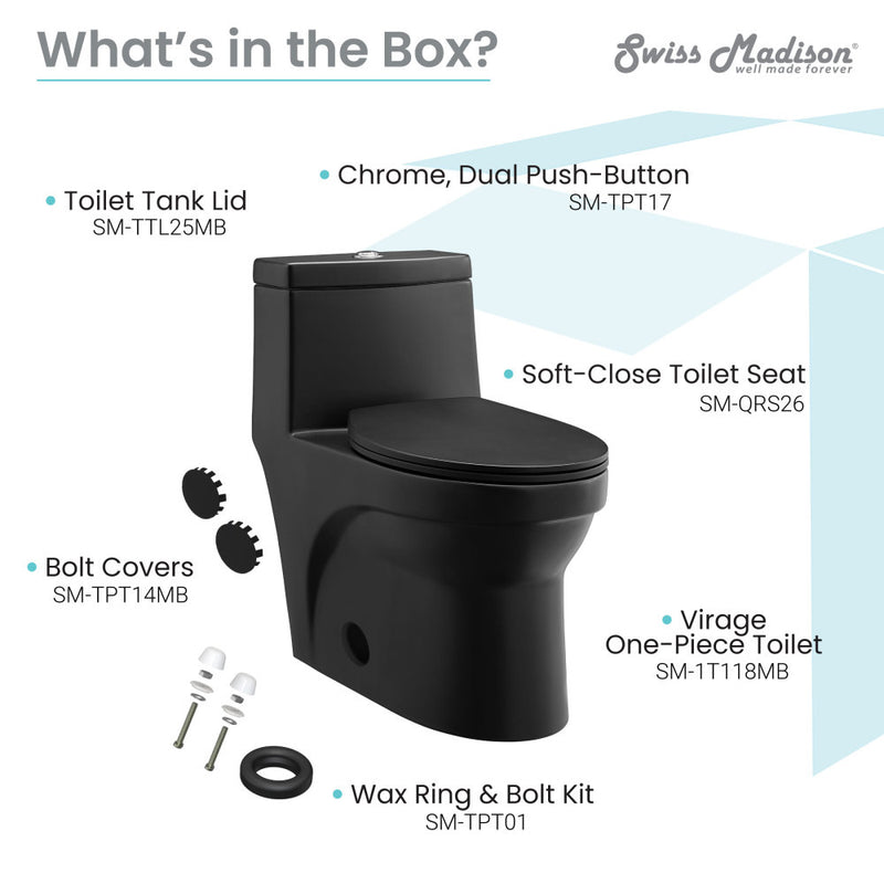 Virage One-Piece Elongated Toilet Vortex Dual-Flush 1.1/1.6 gpf, Matte Black