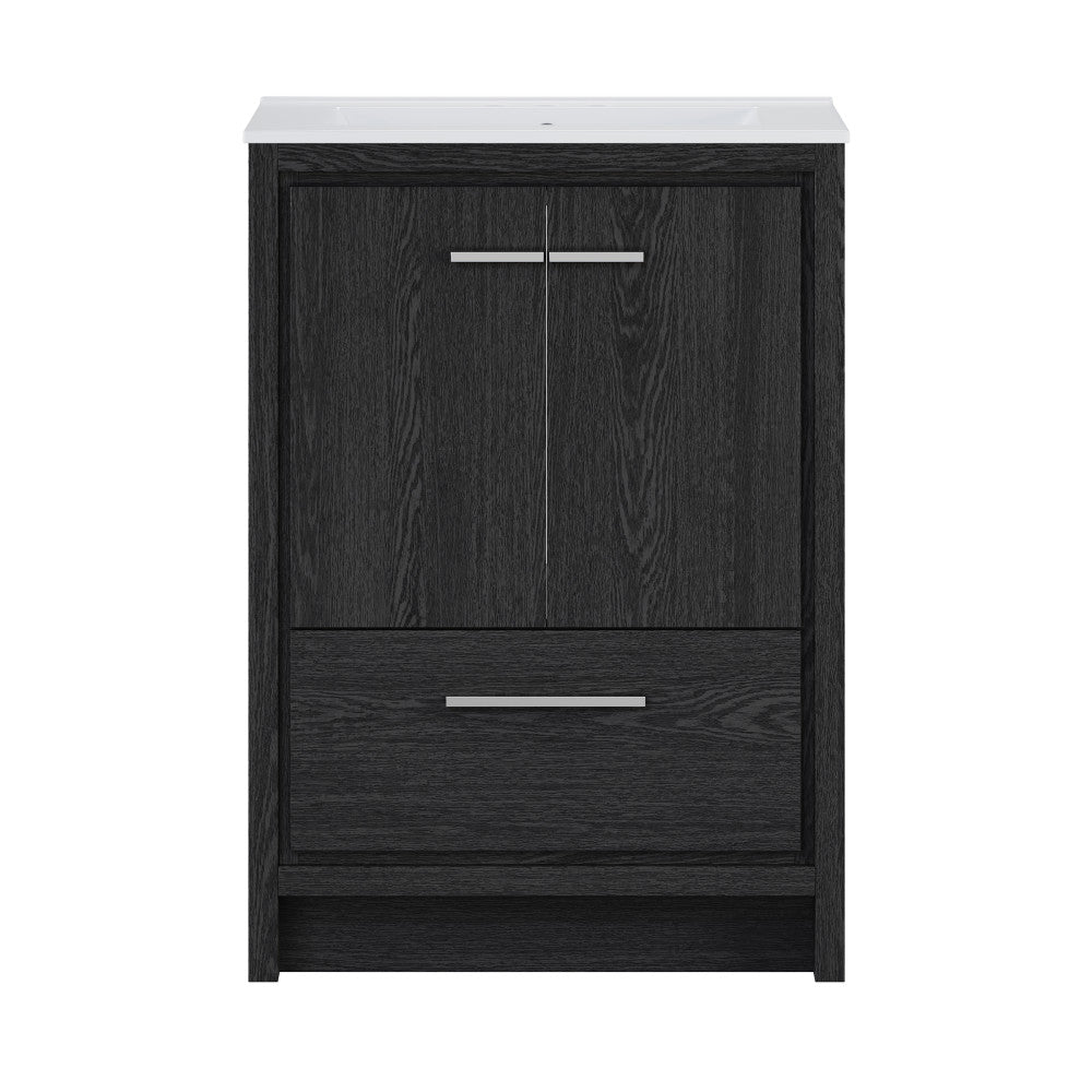 Virage 24" Freestanding Bathroom Vanity in Black Oak with 3-Hole Centerset Sink Top