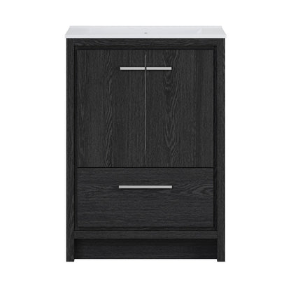 Virage 24" Freestanding Bathroom Vanity in Black Oak with 3-Hole Centerset Sink Top
