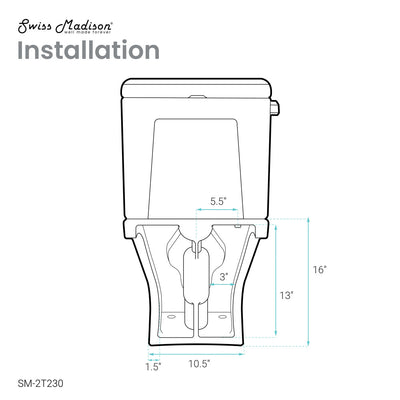 Cache Two-Piece Elongated Toilet Left Side Flush Handle Toilet 1.28 gpf