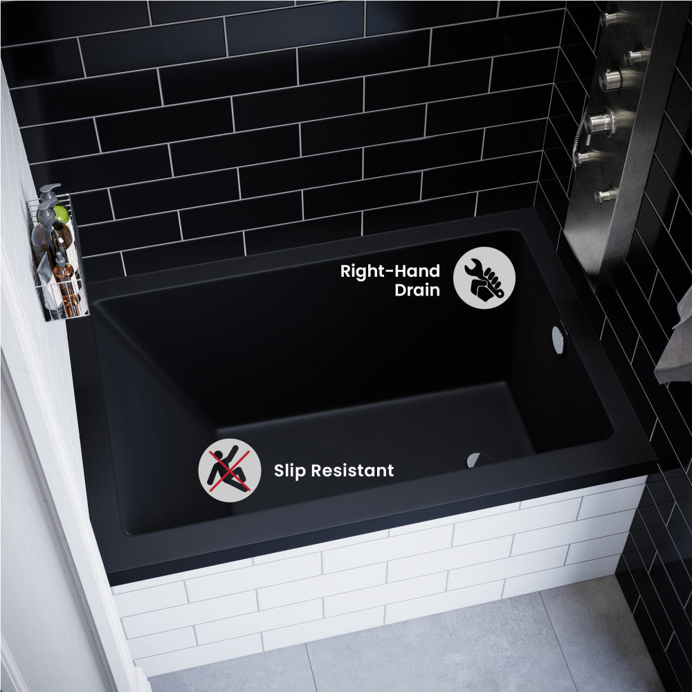 Voltaire 48" x 32" Right-Hand Drain Alcove Bathtub in Matte Black