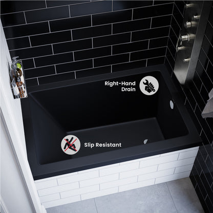 Voltaire 48" x 32" Right-Hand Drain Alcove Bathtub in Matte Black