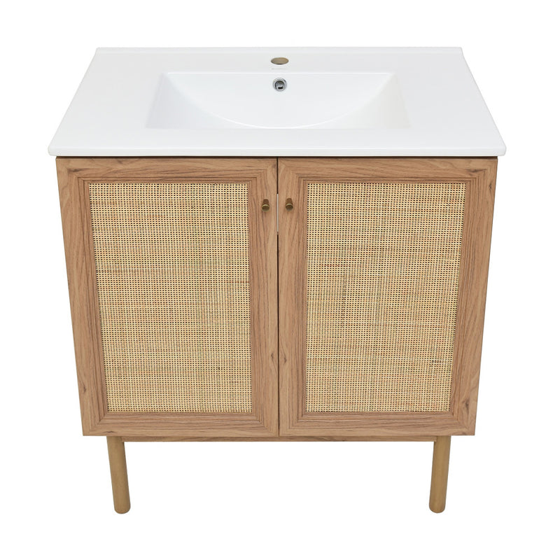 Classe 30" Freestanding Bathroom Vanity in Golden Oak with Sink Top