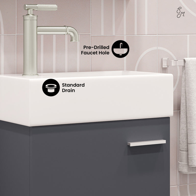 Colmer 18" Wall-Mounted Bathroom Vanity in Slate