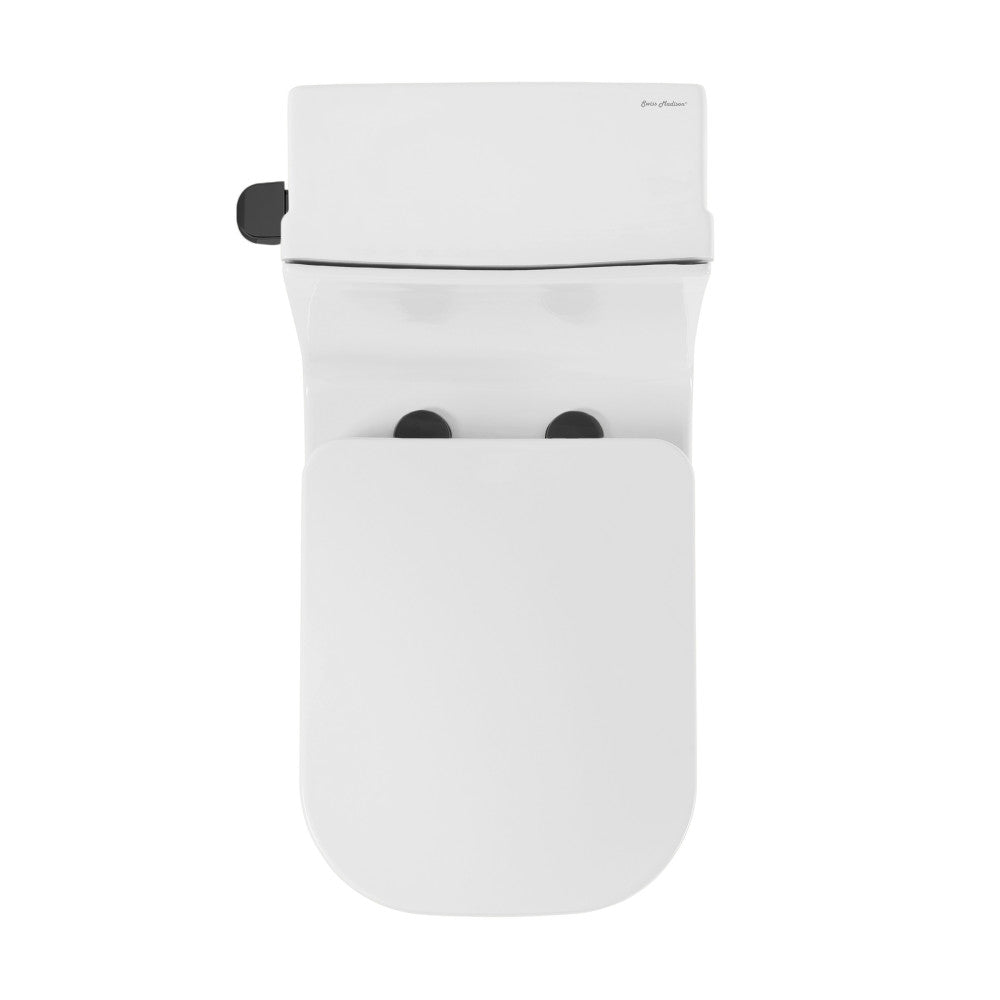 Concorde One-Piece 12" Rough-in 1.28 GPF Left-Hand Flush Square Toilet in Glossy White with Black Hardware
