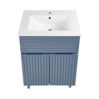 Bernay 24" Freestanding Bathroom Vanity in Blue Heather with Sink Top