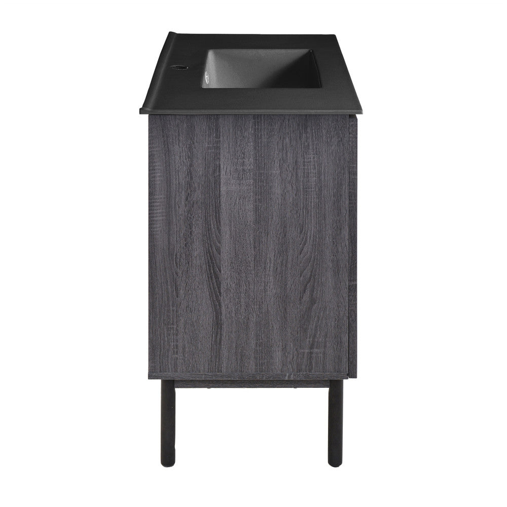 Classe 36" Freestanding Bathroom Vanity in Black Oak with Black Sink Top