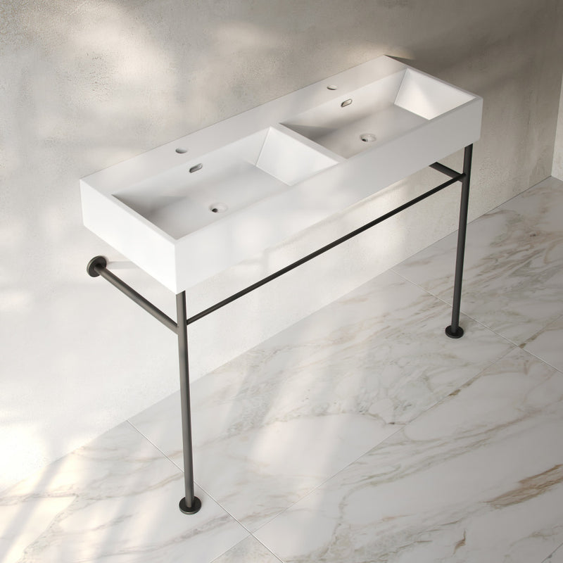 Claire 48" Double Basin Console Sink with Matte Black Legs