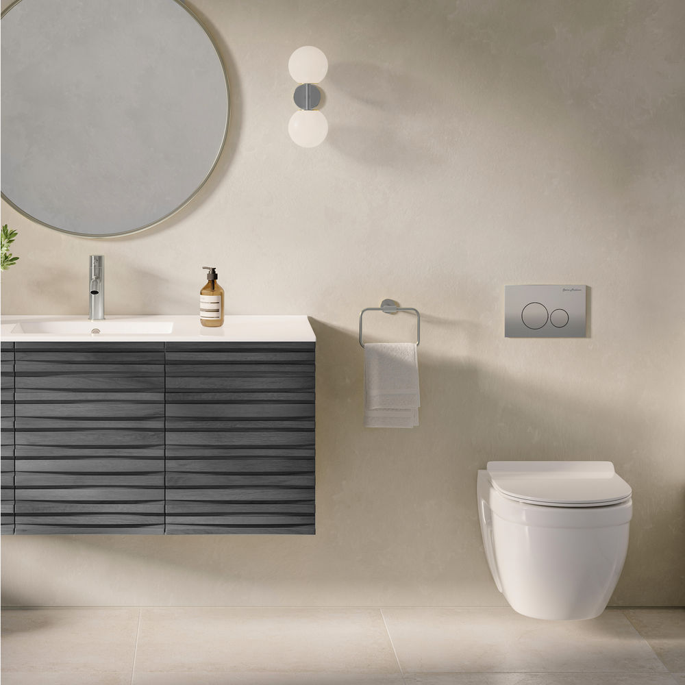 Ivy Wall-Hung Toilet Bundle 0.8/1.6 GPF Dual Flush in Glossy White with Flush Plate