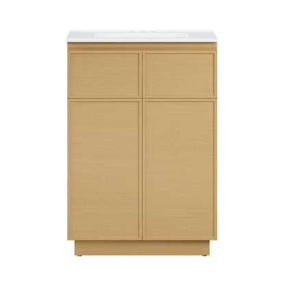 St. Tropez 24" Freestanding Bathroom Vanity in Natural Oak with 3-Hole Centerset Sink Top