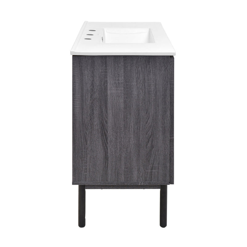 Classe 36 in. Black Oak Bathroom Vanity With White, 3-Hole Ceramic Sink Top