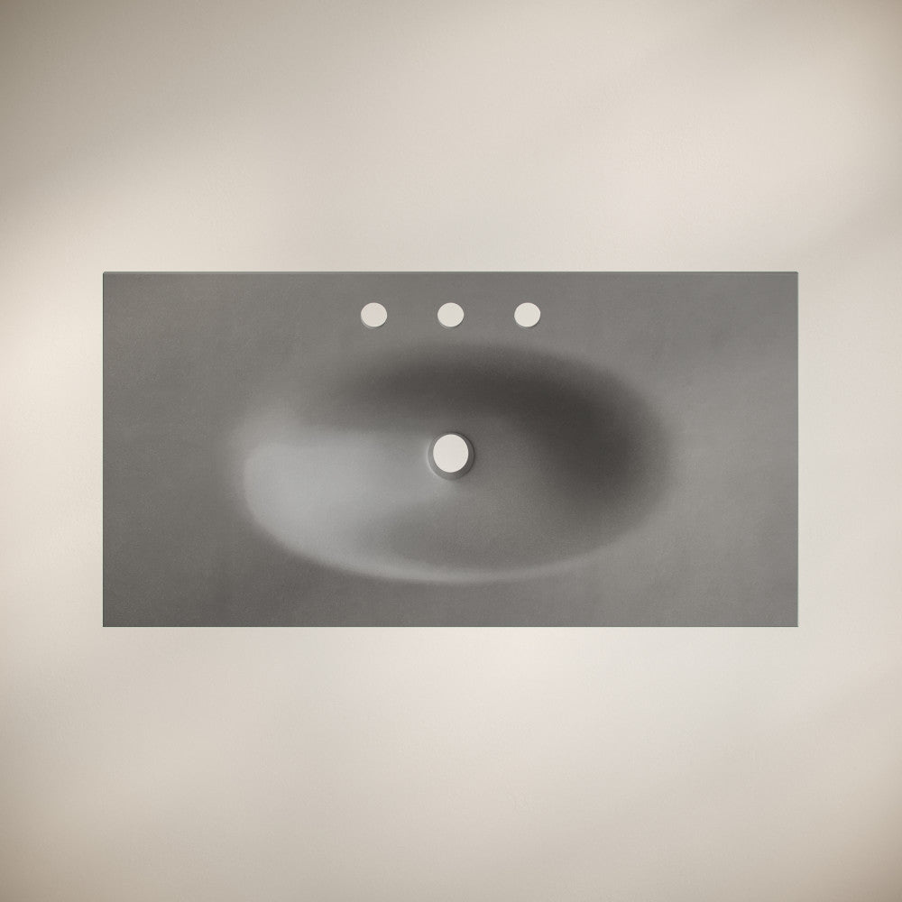 36" 3-Hole Widespread Concrete Vanity Sink Top in Matte Dark Gray