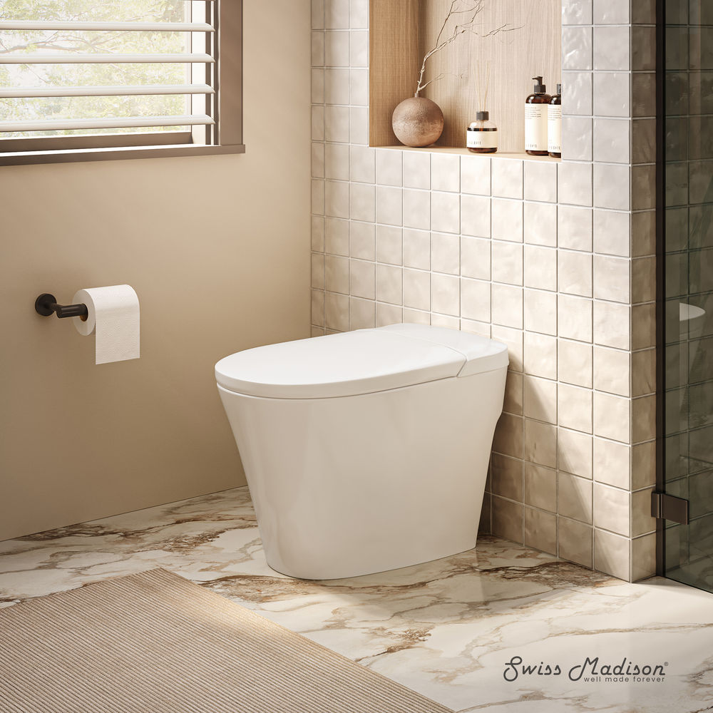 Hugo H Power Flush Tankless Toilet 10" Rough-in 1 GPF Non-Electric ADA Toilet with Integrated Tank in Glossy White