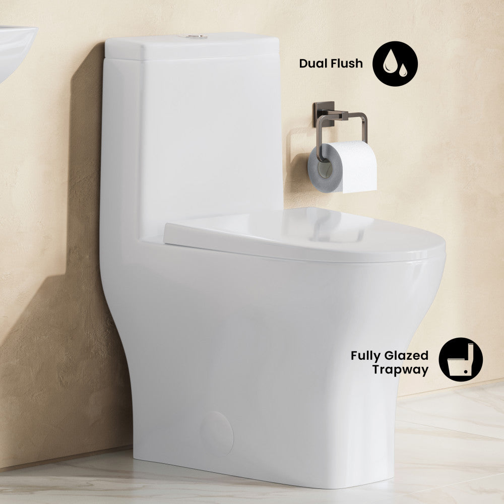 Sublime II One-Piece 10" Rough-in 1.1/1.6 GPF Dual Top Flush Round Compact Toilet in Glossy White (6 - Pack)