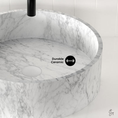 Monaco 17" Round Vessel Bathroom Sink in Marbled Grey