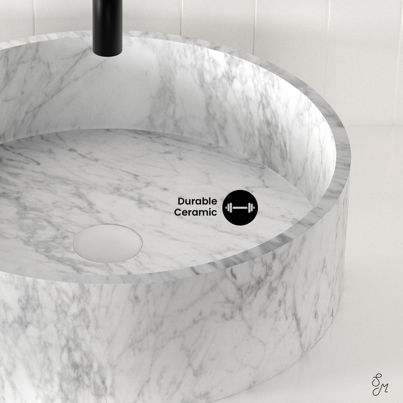 Monaco 17" Round Vessel Bathroom Sink in Marbled Grey