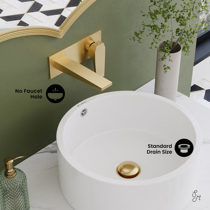 Monaco 36" Floating Bathroom Shelf with Vessel Sink in White Marble