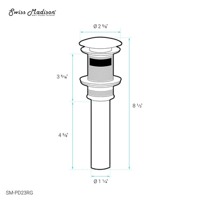 Residential Pop Up Sink Drain 1.75 in Rose Gold