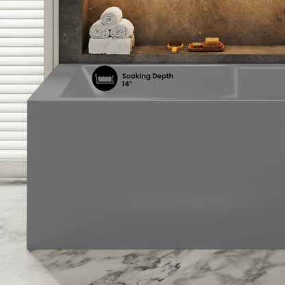 Voltaire 60 x 32 Right Drain Soaking Alcove Corner Apron Bathtub in Matte Gray