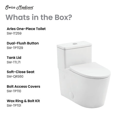 Arles One-Piece Elongated Toilet Vortex Dual-Flush 0.8/1.18 gpf