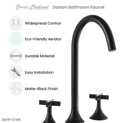 Daxton 8 in. Widespread, Cross Handle, Bathroom Faucet in Matte Black