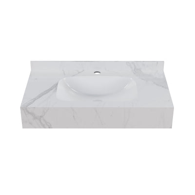 Avancer 36'' Wall Mount Sink In White Marble