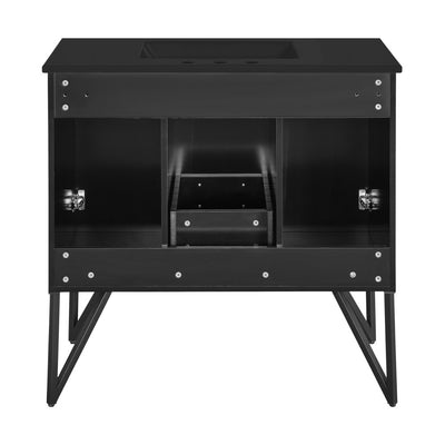 Annecy 36 in. Phantom Black Bathroom Vanity With Black, 3-Hole Ceramic Sink Top