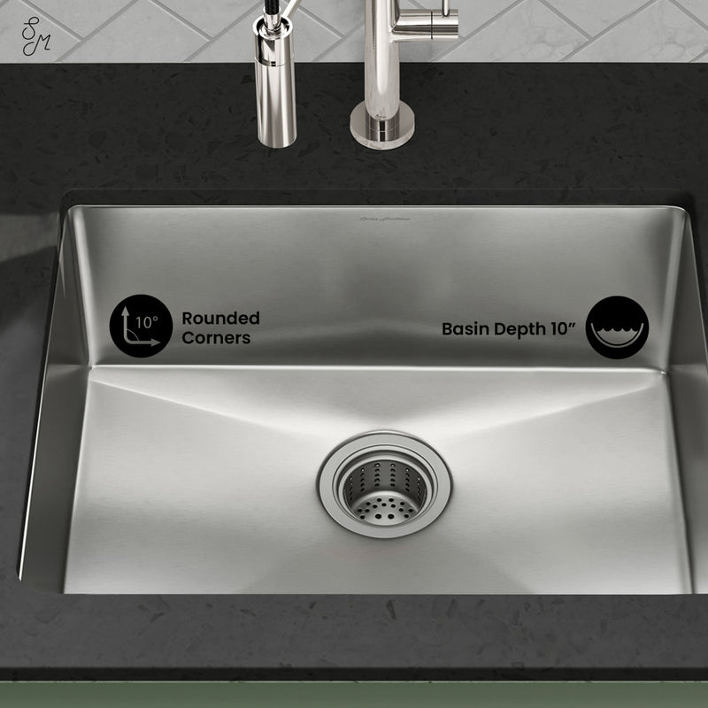 Rivage 23" 16 Gauge Stainless Steel Undermount Kitchen Sink in Polished Chrome