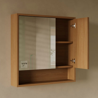 Delice 30 x 30 Rectangular Wall Mount Medicine Cabinet in Oak with Open Shelf