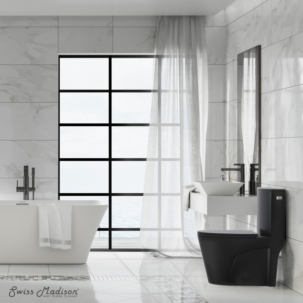 St. Tropez One-Piece 10" Rough-in 1.28 GPF Right-Hand Vortex Flush Elongated Toilet in Matte Black