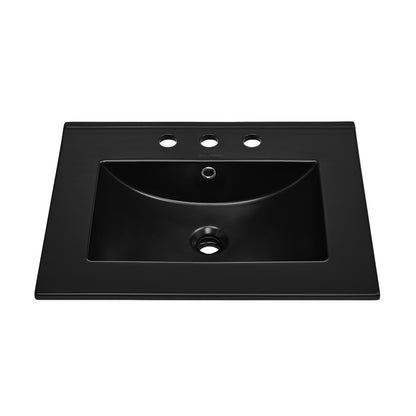 24" 3-Hole Widespread Vanity Sink Top in Glossy Black