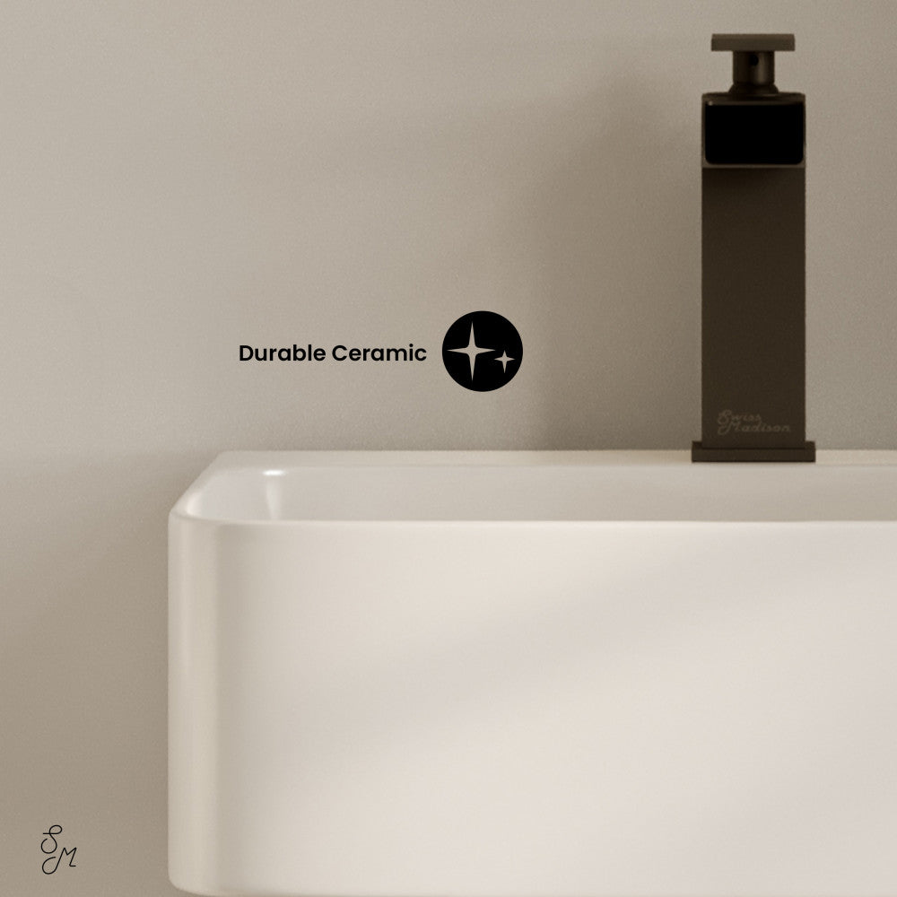 St. Tropez 17" Rectangle Wall-Mounted Sink in Glossy White