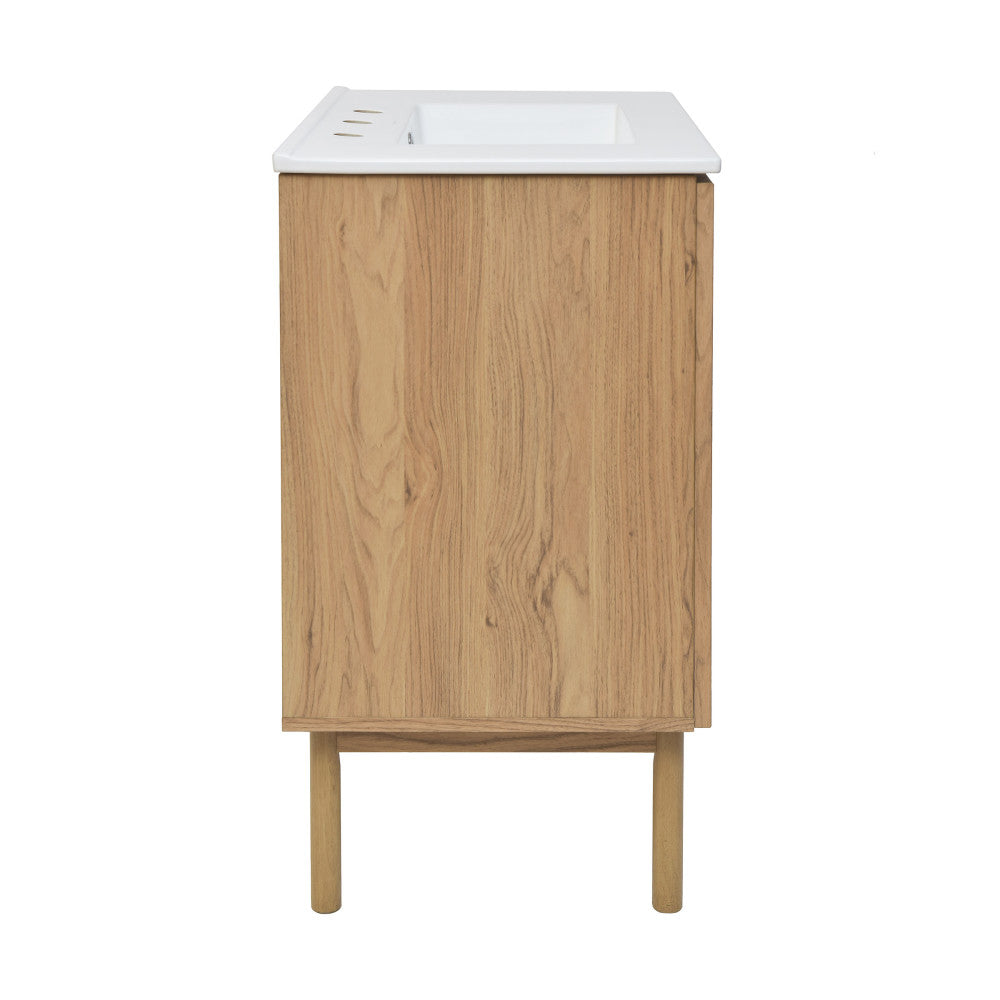 Classe 30" Freestanding Bathroom Vanity in Golden Oak with 3-Hole Widespread Sink Top