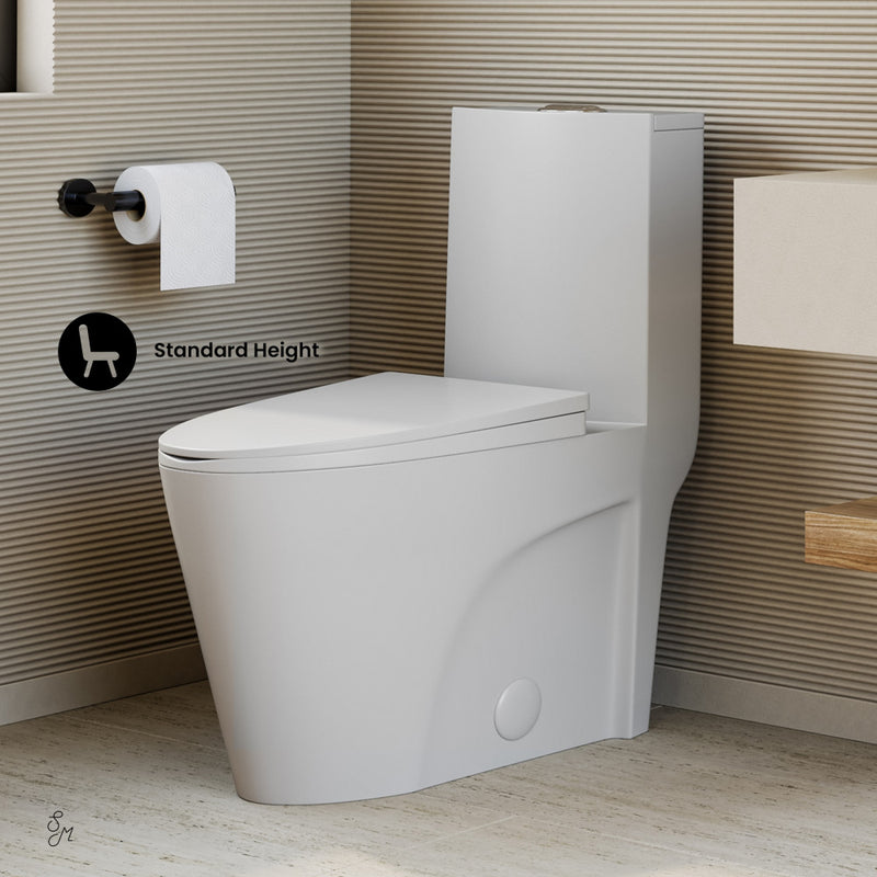 St. Tropez One-Piece Elongated Toilet Vortex Dual-Flush in Matte White 1.1/1.6 gpf