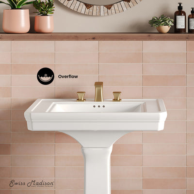 Voltaire 26" Two-Piece Rectangle Pedestal Sink with 3-Hole Widespread Faucet Holes in Glossy White