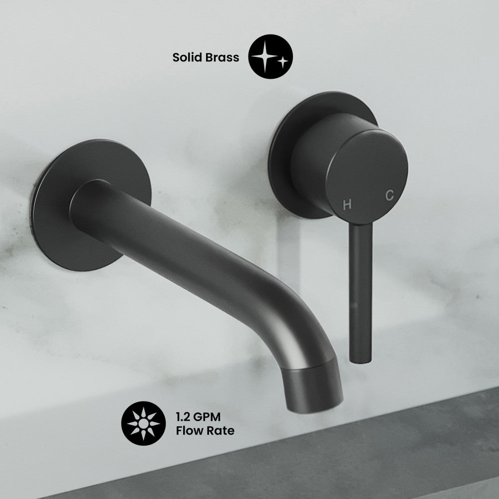 Ivy Single-Handle Wall Mount Bathroom Faucet in Matte Black