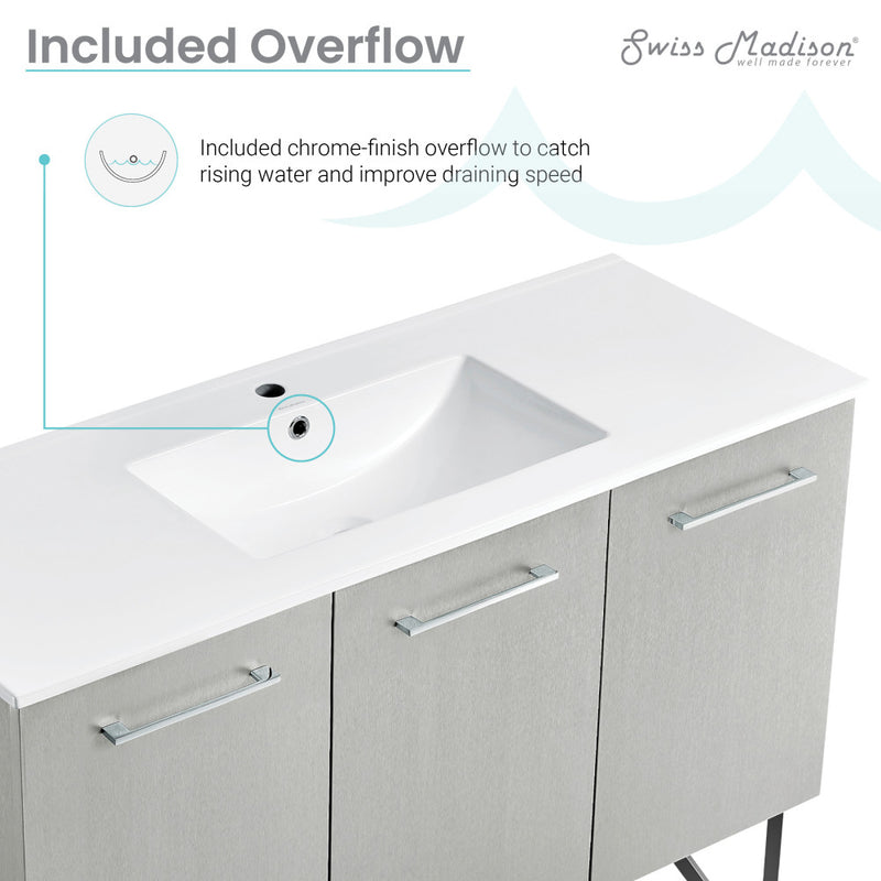 Annecy 48" Freestanding Bathroom Vanity in Gray with Sink Top