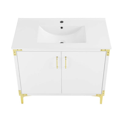 Voltaire 36" Freestanding Bathroom Vanity in White with Sink Top