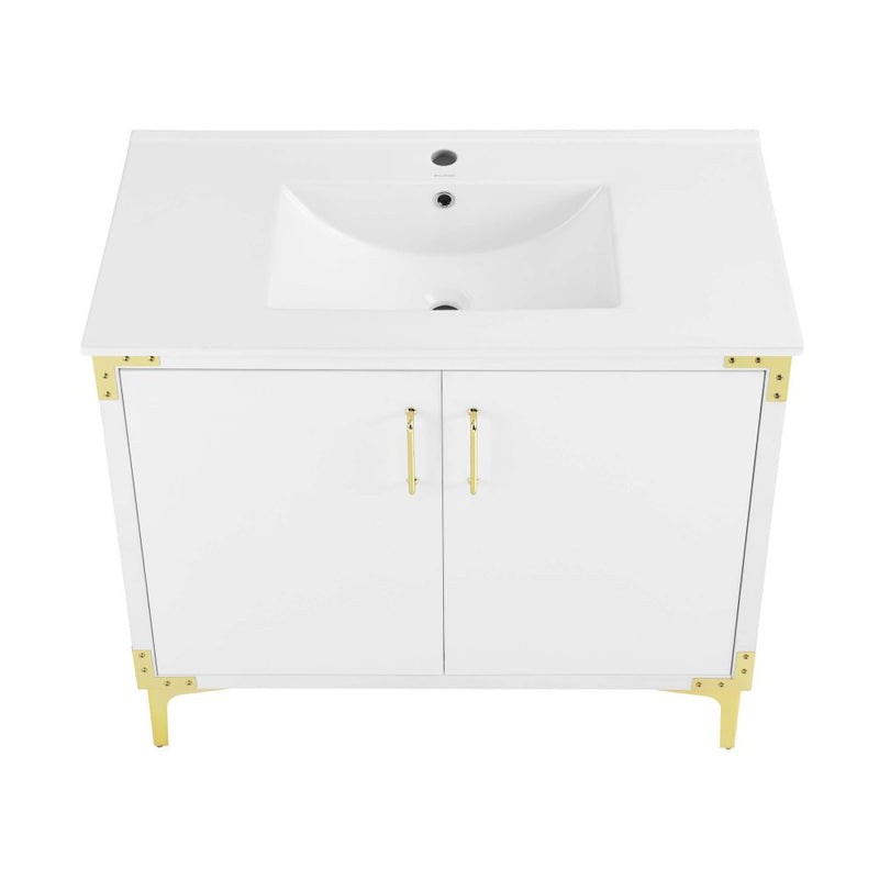 Voltaire 36" Freestanding Bathroom Vanity in White with Sink Top