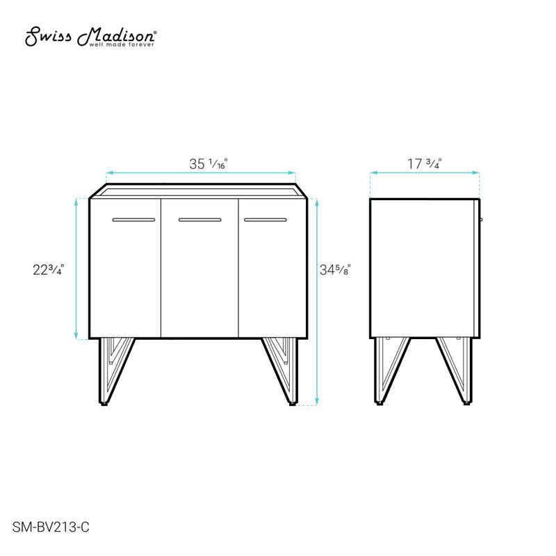 Annecy 36" Bathroom Vanity in White - Cabinet Only