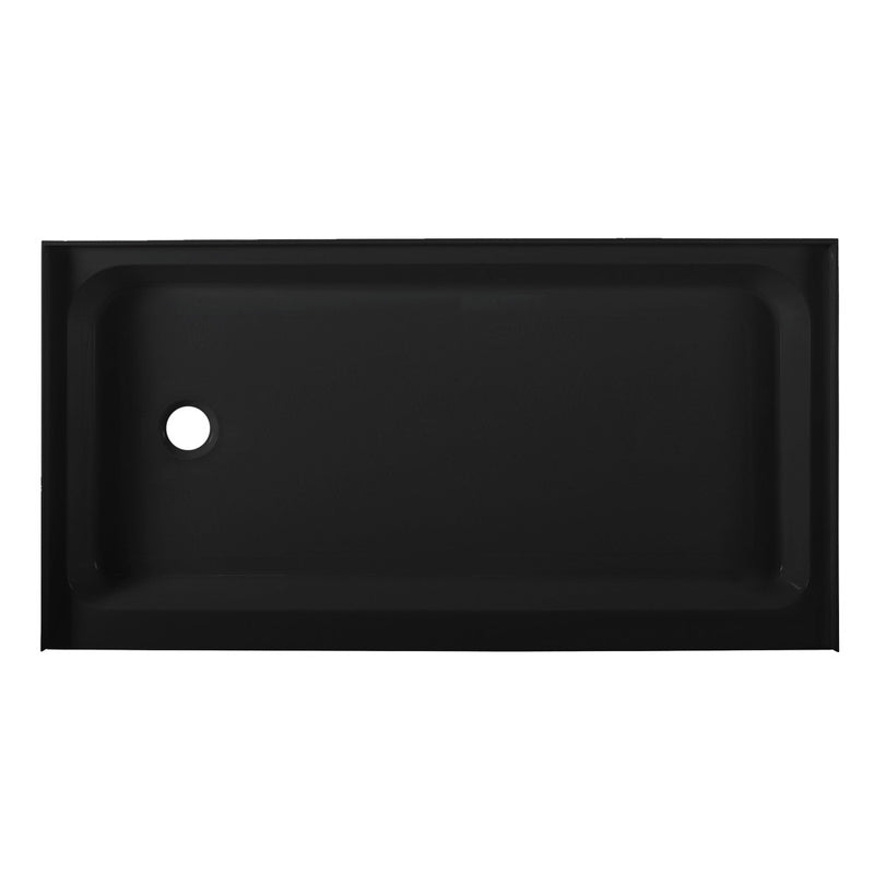 Voltaire 60" x 32" Acrylic Black, Single-Threshold, Left-Hand Drain, Shower Base