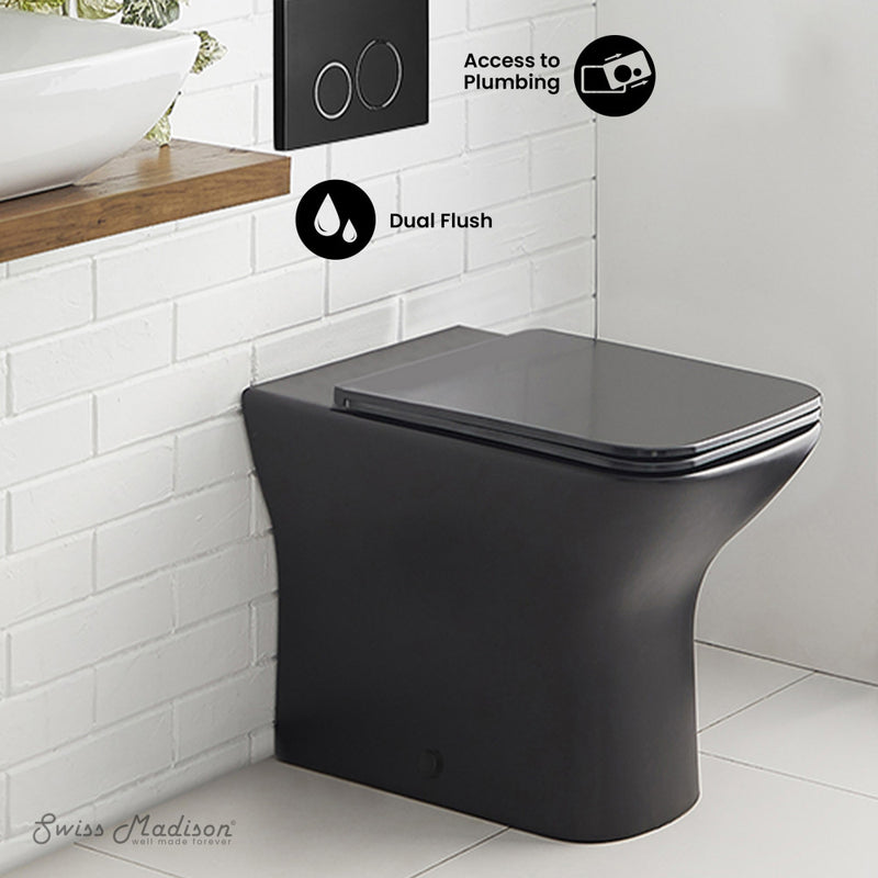 Carre Back-to-Wall Elongated Toilet Bowl in Matte Black