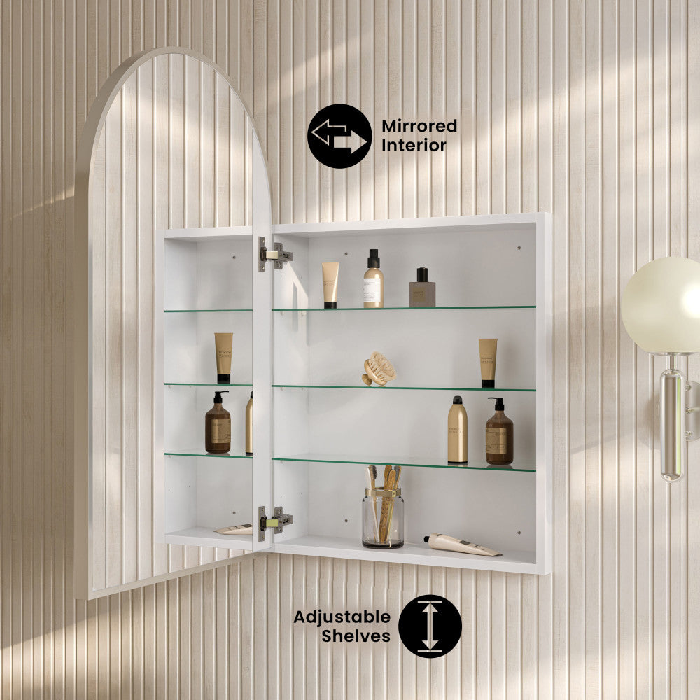 Porte 20 x 30 Arched Recessed/Wall Mount Medicine Cabinet with Mirror in Chrome