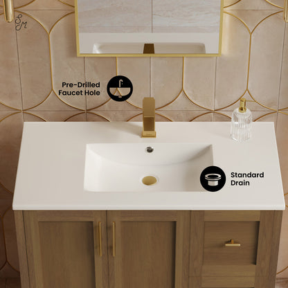 Forme 36" Modular Freestanding Bathroom Vanity with Sink Top in Brown Oak